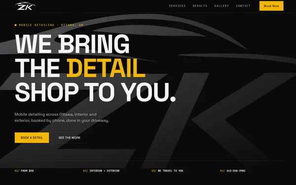 ZK Auto Detailing website preview thumbnail
